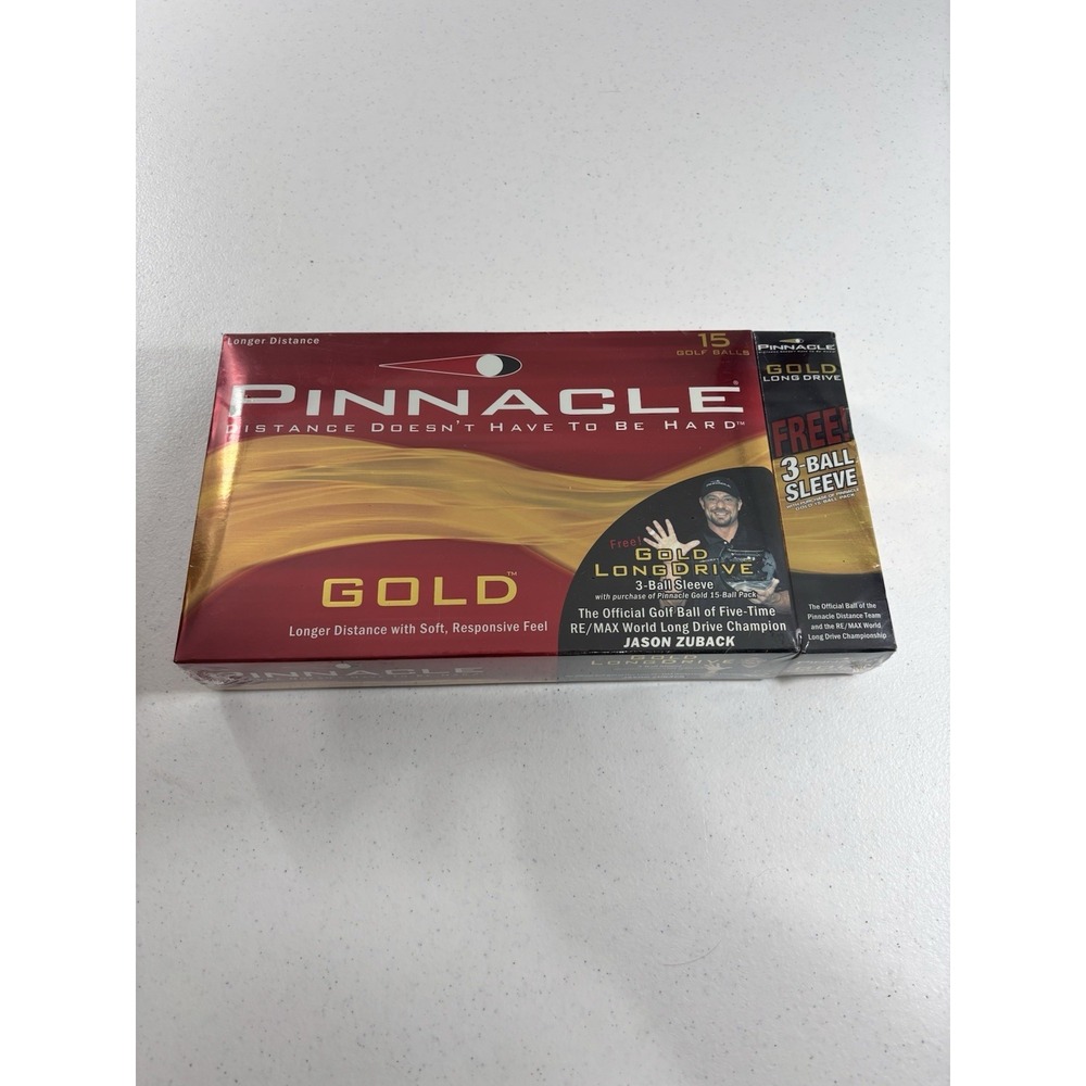 NEW! Pinnacle Gold Distance 15 Golf Balls + 3 Ball Sleeve Of Long Drive USA Made
